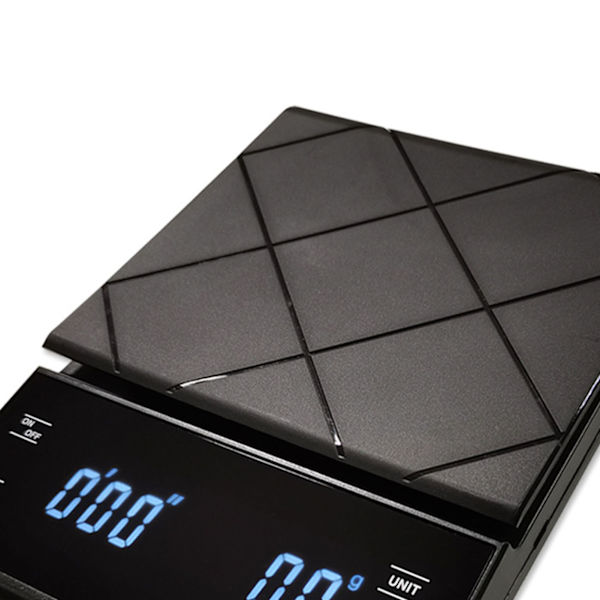 Elektronisk kaffevåg med timer Hushållskök Bakning Vägning LED Touch Screen Knapp Svart Laddningsbar 3kg/0.1g