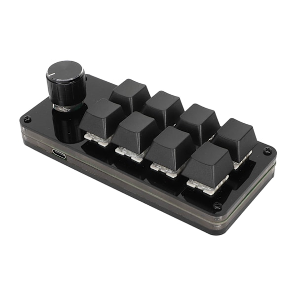 Mini 8-Tastatur med Knott, Tilpassbar Programmering, Hot Swappable Blå Bryter, Tastaturkabelseparasjon, Makro Mekanisk Tastatur