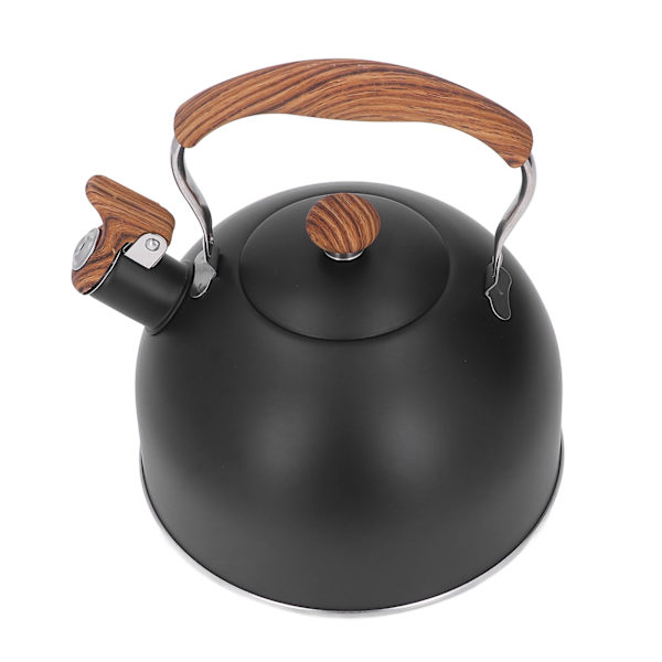 2,5L Fløjtende Tekande i Rustfrit Stål med Træmønster Håndtag til Te, Kaffe, Mælk og Vand