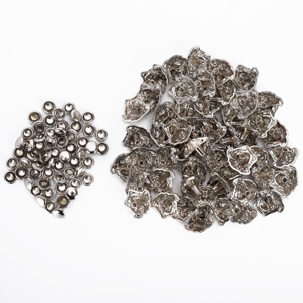 Niittinastat metalliseoksesta koristeet rannekoruihin laukut vaatteet tee-se-itse nahka-askartelu (50 sarjaa) Silver