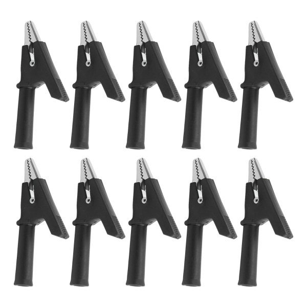 10 st krokodilklämma testklämma 10 mm öppning 10A med 4 mm uttag Set Svart