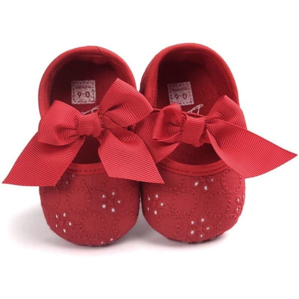 Röd 13 cm dopbåge Princess Mjuk halkfri First Step Baby Girl dopskor