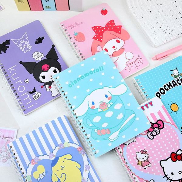 Sett med 6 Cute Animal Scroll Notebooks A5 Notepad Student Notebook