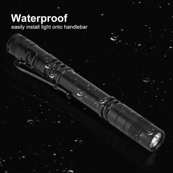 LED lommelygte med klips (længde 9 cm) Medicinsk pennelygte Mini bærbar aluminiumslegering sort tryk på batteridrevet pennetaske Høj lysende lommelygte