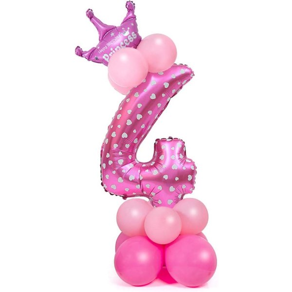 32-tums gigantiska nummerballonger, heliumnummerballongdekor för fester, födelsedagar (rosa nummer 4)