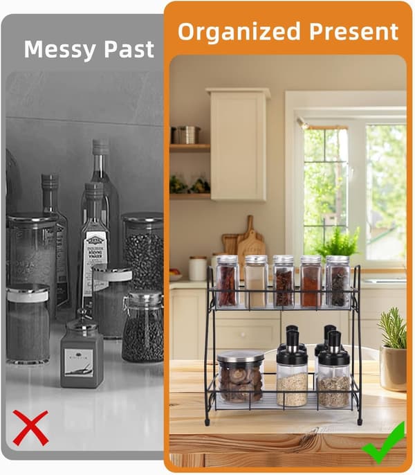 Kitchen Shelf, Countertop Shelf, Spice Rack Organizer, Space Saving Storage for Kitchen and Bathroom