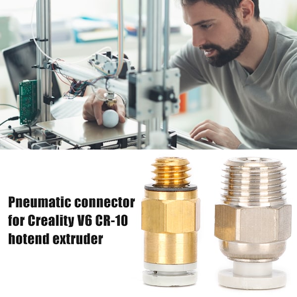 Metal 3D-skrivardelar CR-10 Hotend Extruder Pneumatisk Anslutning för Creality V6