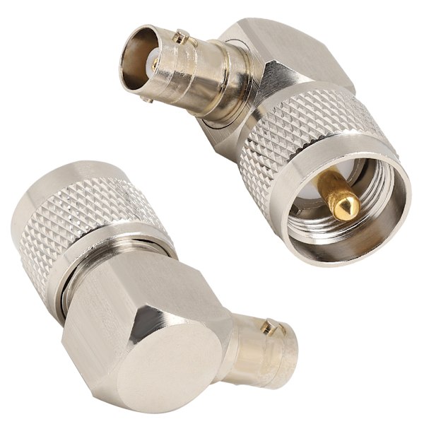 2 stk. UHF Hann PL-259 til BNC Hunn Adapter 90 Graders Koblingskonverter for Koaksialkabel