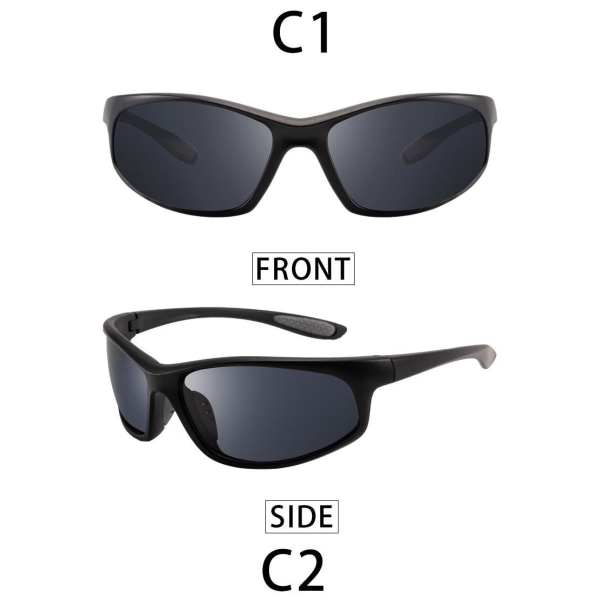 2 st Gråpolariserade sportsolglasögon UV400 skydd, män och kvinnor, cykling, golf, skidåkning, fiske, löpning, körning, bekväm lättviktsbåge