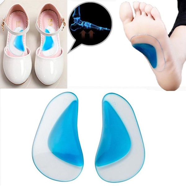 2 par Ortopedisk Silikon Gel Pad Arch Orthotic Innersåle Flat Foot Innersåle (blå)