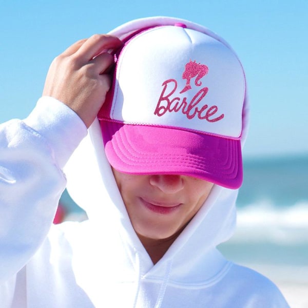 Barbie-baseballcaps med paljetter - Hvit,Sommerstrandhatt for kvinner,Solhatt,Jentekveld,Truckerhatt