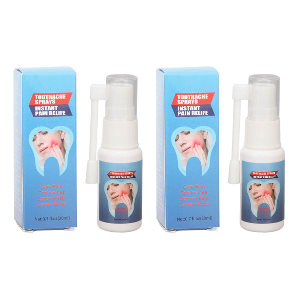 2stk Oral Care Spray Urte Hold Munnhelse Bærbar Tannpine Gum Pain Spray 20ML