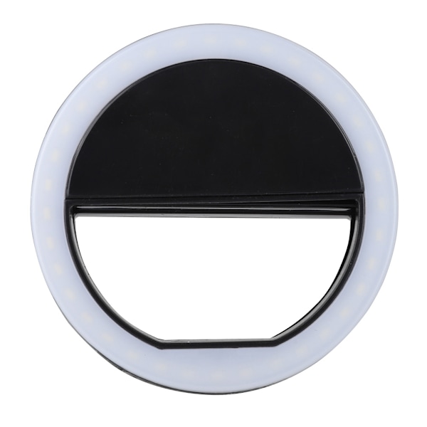 Selfie LED Ring Flash Lys Bærbar Telefon Selfie Lampe Lysende Clip Lampe til iPhone (Sort)