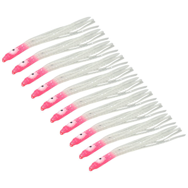10 st Fiskebete Artificiellt Fiskedrag Jig Tillbehör för River Bnak Lake 8cm Längd Rött Huvud Lysande
