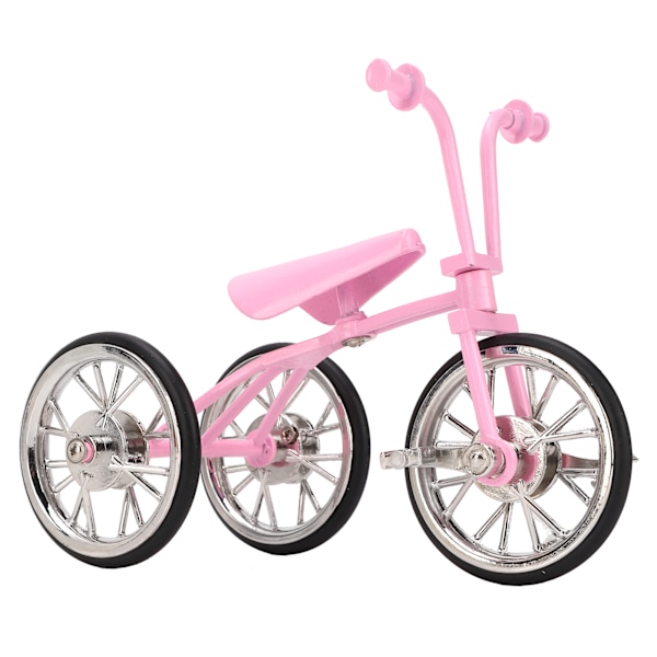 Pinkki Look Lelukolmiopyörämalli Simuloitu Design Kolmipyöräkoriste Kulutusta Kestävä Seos DIY Lelukolmiopyöräkoriste Keräilyyn