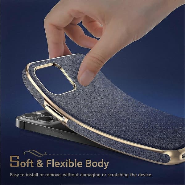 iPhone 13 Pro Max-deksel, Business Slim Classic-etui for menn, marineblå