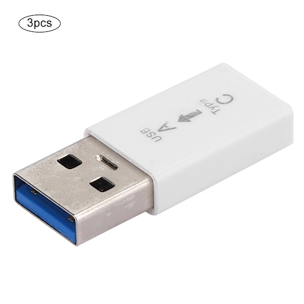 3 st USB3.0 Hane till Typ C Hona Adapter Kontakt Universal Elektronisk Omvandlare (Vit)