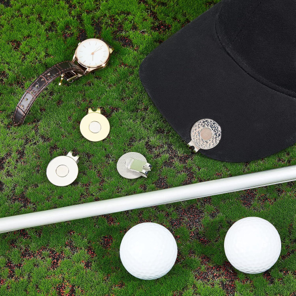 4st（25mm）4 färger Golfboll Marker Hat Clip Magnetic Ball Marker Silverlegering Hållbar Avtagbar Clip Golftillbehör