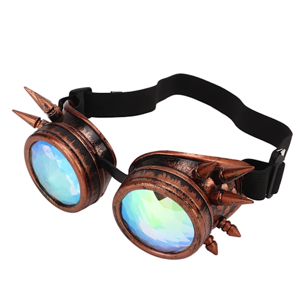 Halloween Kaleidoskop Rave-briller Regnbue Krystall Linser Justerbare Trippy Psykedeliske Steampunk Briller Lilla Bronse