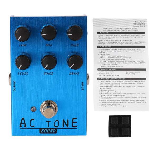 Elgitareffekter Drive Pedal Effector Simulerer gitarforvrengning og overdriveeffekter AN 33 Blue