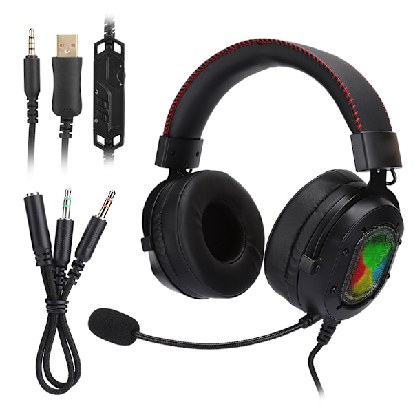 K3 Sort Rød ABS Gaming Headset RGB Hovedtelefoner til PS4/Xbox one x/Xbox one/PC/Laptop/PSP/Tablet PC/IOS/Android Sort Rød (RGB Lys)