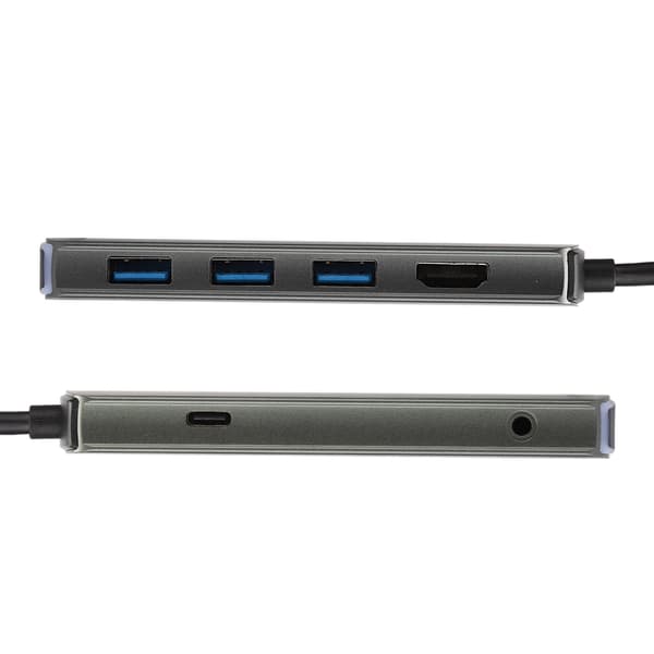 6-i-1 Multifunksjonell HD-dokkingstasjon Type C til HDMI USB3.1 HUB med PD-lading