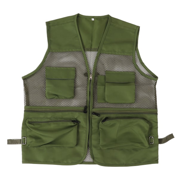 Militärväst Slitstark andas fiskeväst med flera fickor för utomhusaktiviteterXXL Military Green