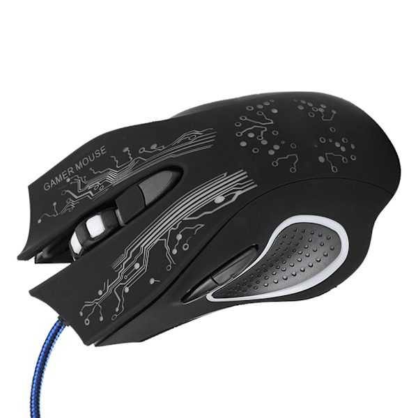 Kablet Mus LED Lysende 6 Tasters USB Hjemmekontor Gaming Universell Datatilbehør X11Svart