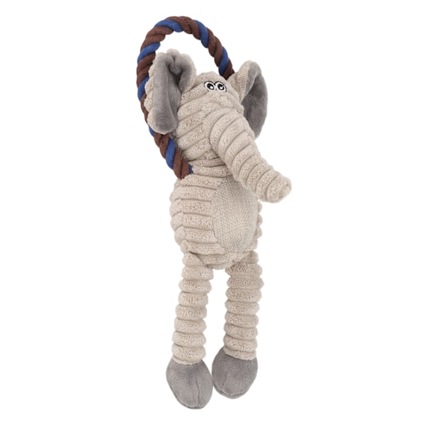 Plush Leksak för Hundar med Flätat Rep för Tandgnissling och Rengöring - Pipande Elefant