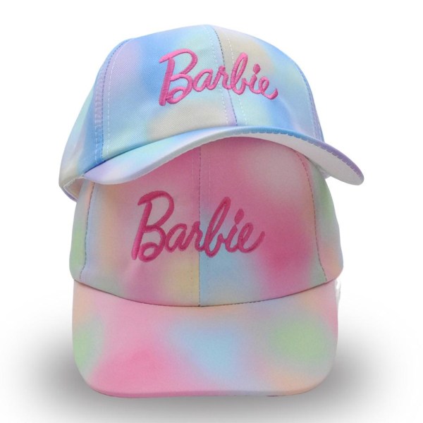 (Rainbow Blue) Rainbow Barbie børnebaseballkasket, lyserød farvet broderet bogstavhat, afslappet mode andetungekasket