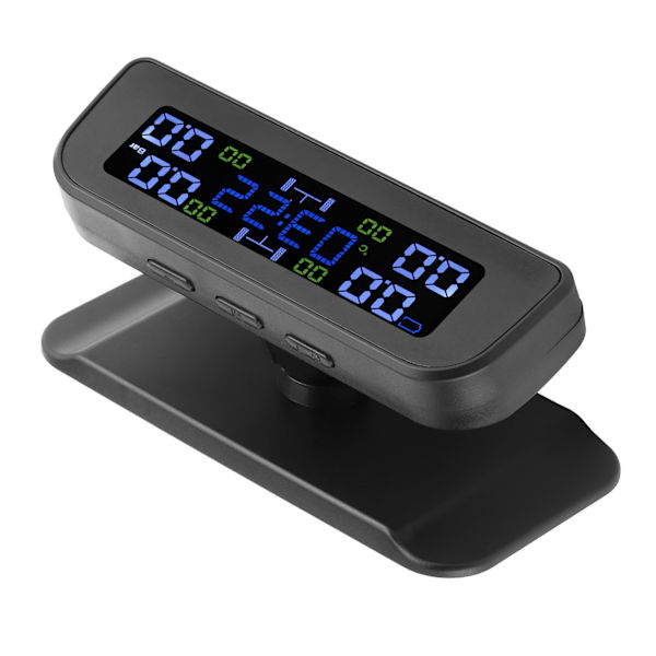 Solcellsdriven Däcktrycksövervakningssystem LCD-display Bil TPMS med Extern Sensor Klocka Design