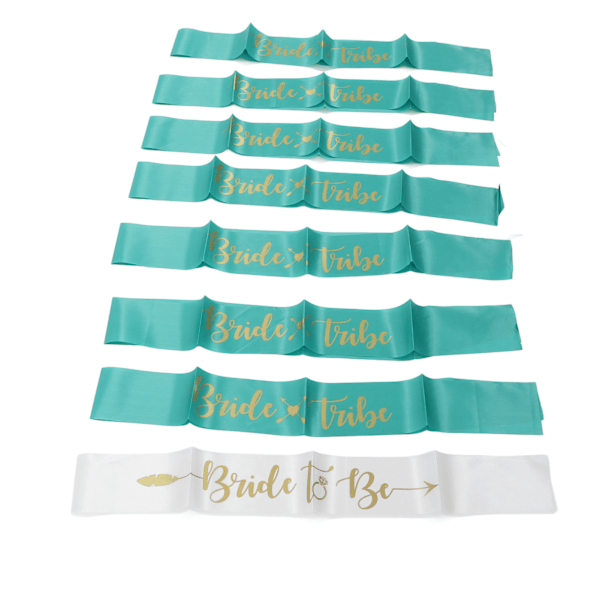 8 stk. Brud Brudepike Skjerf Gullbokstaver Hypoallergenisk Materiale Bryllup Bride to Be Skjerfsett for Bryllupsfester Hvit Grønn