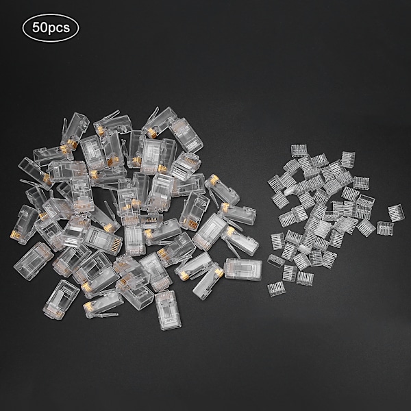 50 st Ethernet RJ45-kontakt Oskärmad Nätverk 8P8C-kontakt Modulär Plugg Kristallhuvud