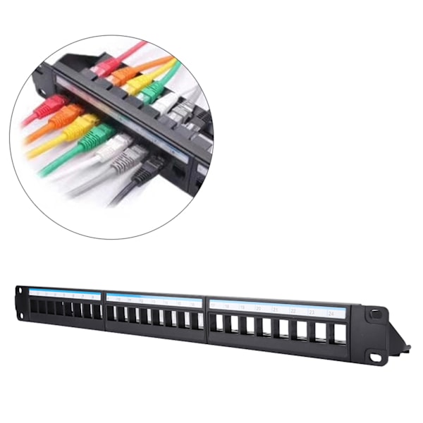 19 tommer 24 Port Monterbar Data Patch Panel CAT6 Netværkskabel Rack (Inkluderer ikke moduler)