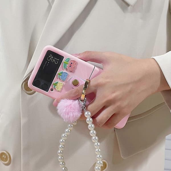 Case Compatible With Samsung Galaxy Z Flip 3/4, Hard PC Shockproof Non-slip Protective Case With Strap Ring