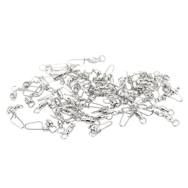 50 st High Strength Fiske Snap Swivels Rostfritt Stål B-Typ Kullager Swivels för Saltvattenfiske 0#