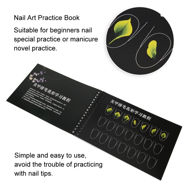 Nail art Övningsmall Lärande pappersbok Manikyr Ritning Måla Övningsböcker 01#