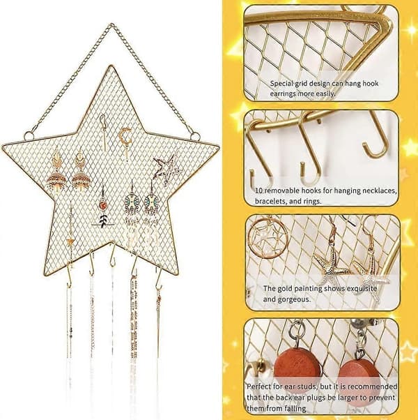 Hanging Jewelry Organizer Star Wall Mounted
