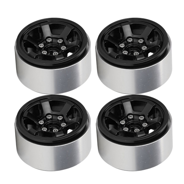 4 stk 1,9 tommers RC Beadlock Hjulnav Aluminium Legering CNC RC Hjulfelger Nav Utbytting for Axial SCX10 for Hsp Svart