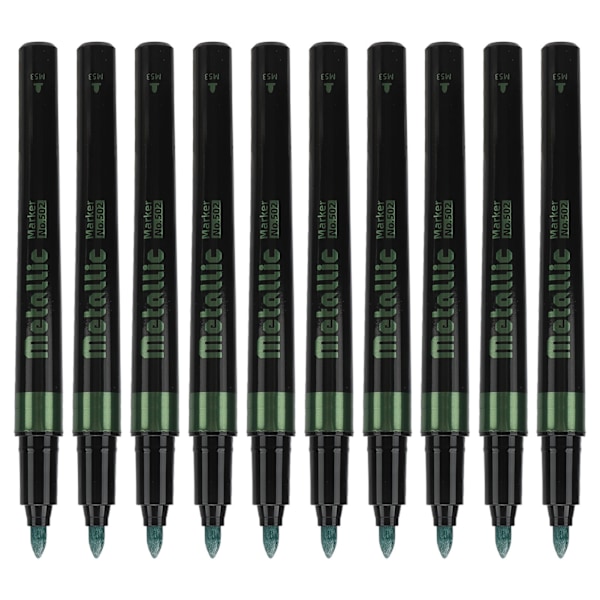 10 st Metallic Marker Pennor Smaragd Marker Pennor för Graffiti Trä Målade Keramiker Glas Flytande Spridning Graffiti Marker Penna