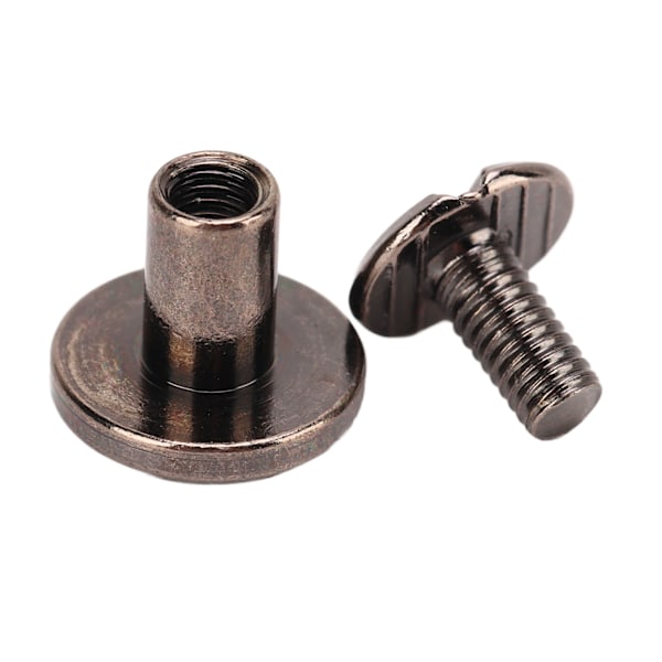 200 Set Chicago Skruvar 9.5x8mm DIY Uniform Beläggning Mässing Läderskruv Nitar Runt Huvud Kopparnitar Fästelement Svart Silver