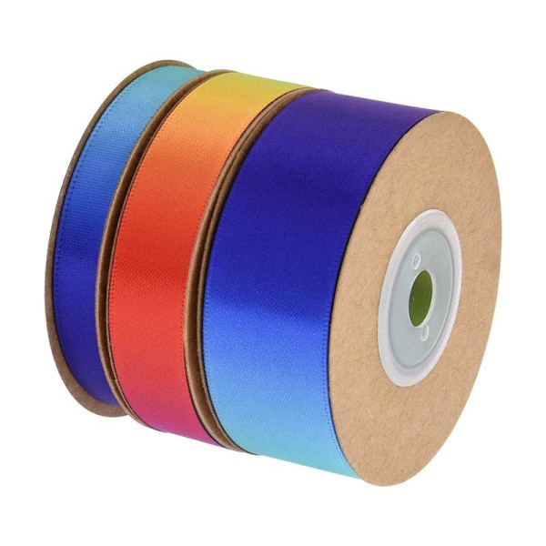 3 ruller Gradient Fargerikt regnbuebånd DIY Materiale Baking Innpakningstape Polyestertape Dobbeltsidig utskrift