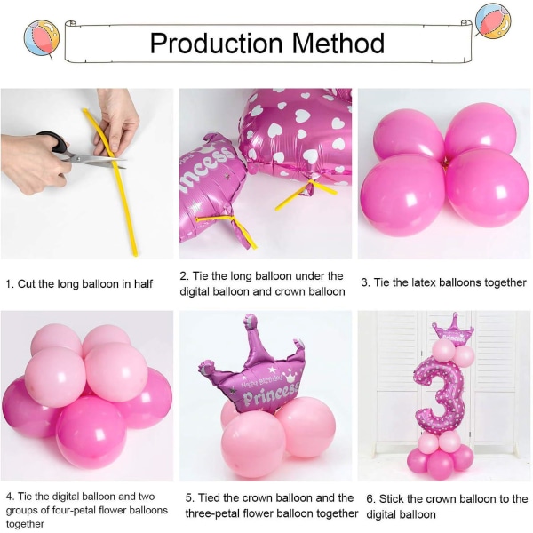 32-tums gigantiska nummerballonger, heliumnummerballongdekor för fester, födelsedagar (rosa nummer 3)