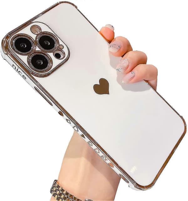 Yhteensopiva iPhone 13 Pro Max -kuoren kanssa, jossa on kamerasuoja Candy White