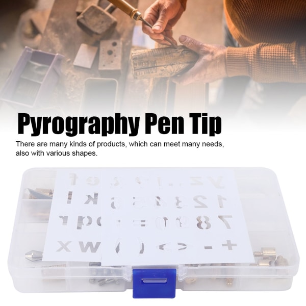 57PCs Pyrography Pen Tip Sæt Kobbersvejsetilbehør Fastener Hardware til gravering