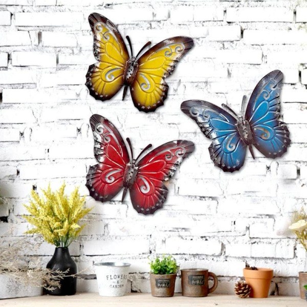 3 stykker metal sommerfugl vægdekoration metal sommerfugl væg kunst metal sommerfugl have væg dekoration til havehave hegn Stue soveværelse dekoration