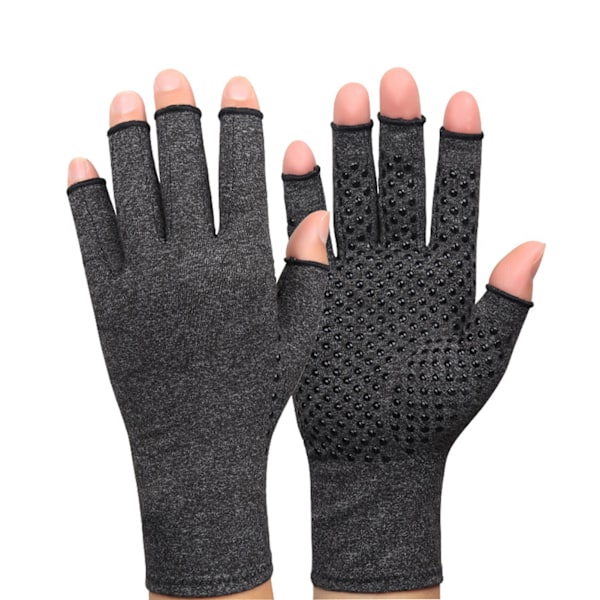 Sports Half Finger Gloves Anti Slip Breathable Comfortable Knitted Fabric Arthritis Compression Gloves Heather Grey M