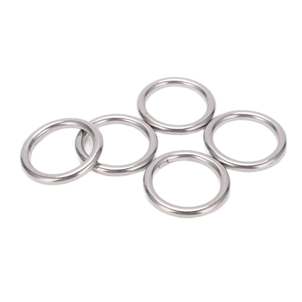 5 stk 304 rustfritt stål runde O-ringer for flere formål sømløs sveising O-ring for yogaringer Hengekøye seiling dykking 5x30 mm
