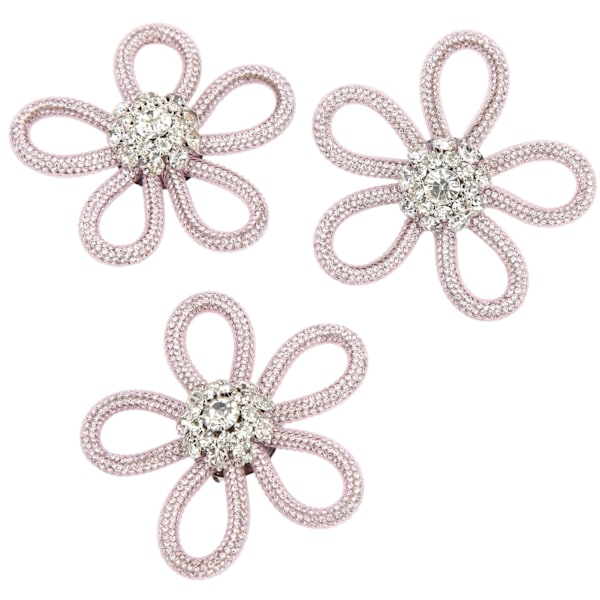 3 st Skobrosch Söta Färger 6cm Strass Bred Blomform Klädbrosch för Skor Väska Bröllopsklänning Rosa Mesh Vit Strass