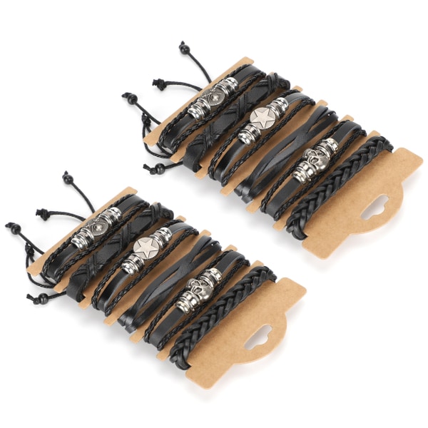 12 st handstickat armband ko delat läder unisex flätad fashionabel handledsmanschettdekoration